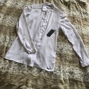 GUESS White Button Down Blouse NWT